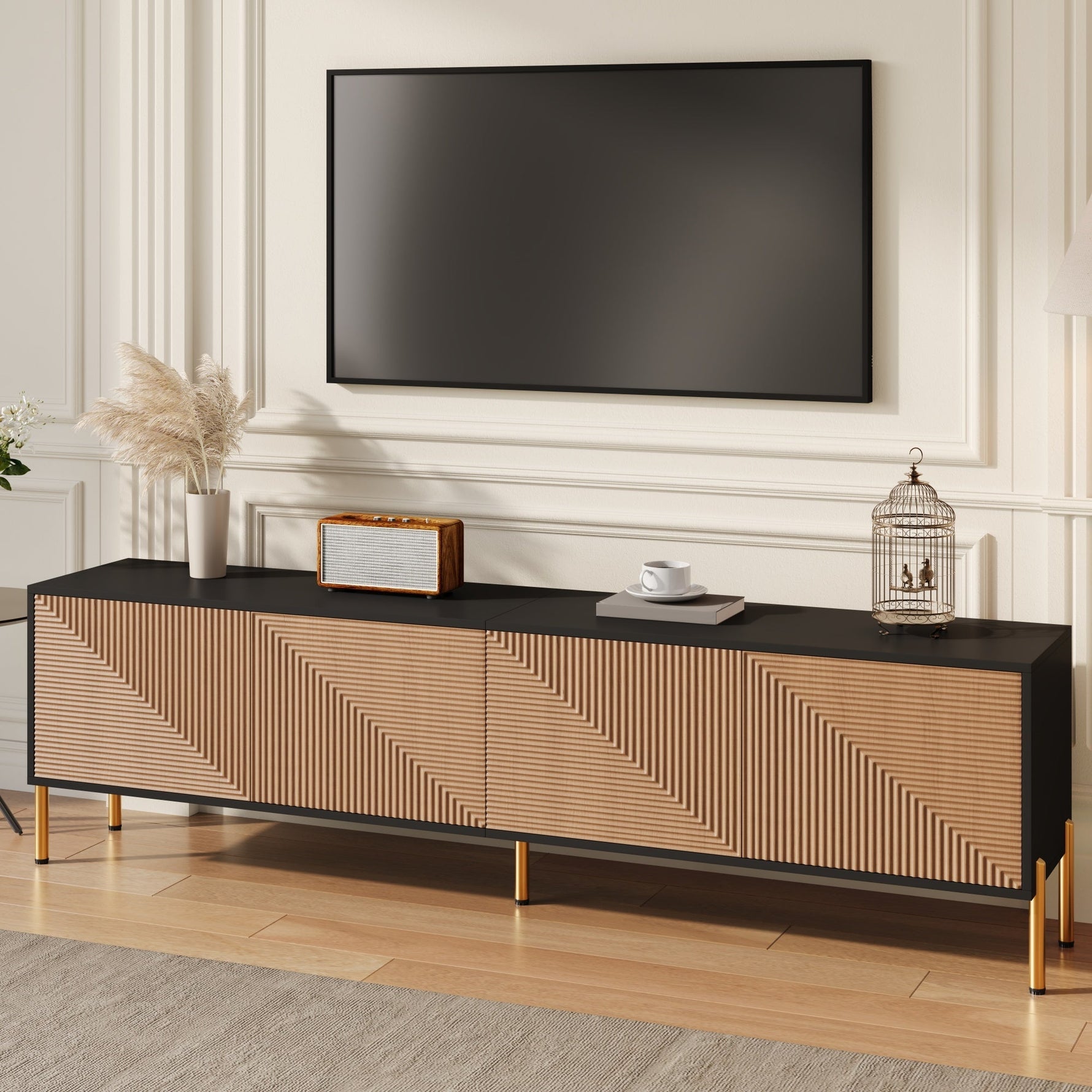 TV Cabinet Modern Low 179cm Color-Block Design