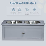 Feeding Station, 2 Bowls with Drawer, for Medium Dogs, Gray