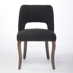 Wooden Dining Chairs Set of 2, Modern Fabric Upholstered Farmhouse Dinner Chair, Black