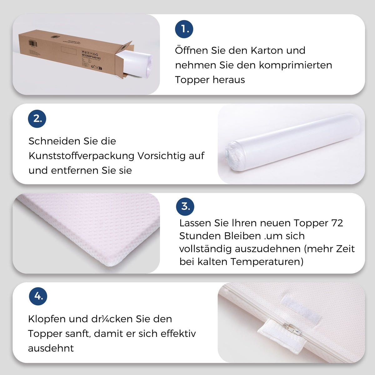 Comfortable Mattress H3 Medium Strength Washable 180x200cm, White/Orange Foam