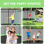 8FT Trampoline with Safety Net and Ladder, 181kg Capacity, Green