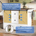 Kitchen Trolley Cart with Folding Table 3 Drawers & 2 Cabinet Doors