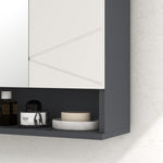 kleankin Mirror Cabinet, Adjustable Shelf, Anti-Fog, Gray