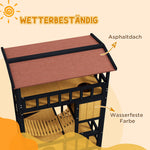 Cat House with Platforms, Hanging Bridge, 2 Cats, Wooden, Yellow