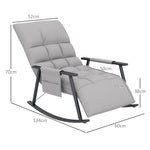 Rocking Chair/Relaxing Armchair Footrest Adjustable Backrest Side Pocket, Microfiber Grey