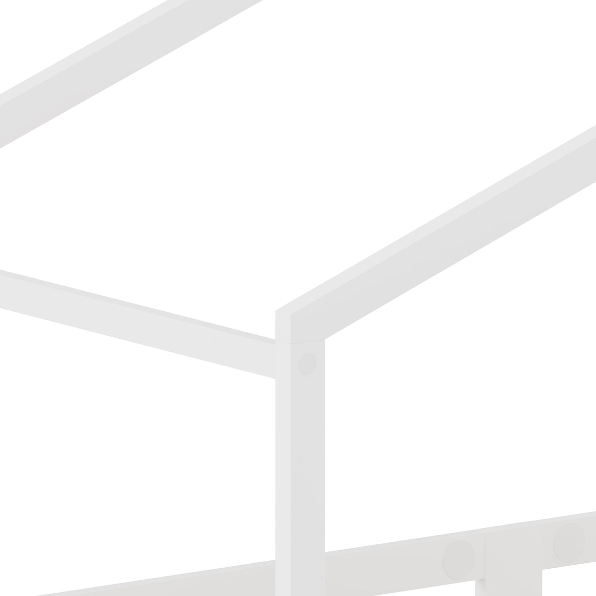 Children's House Bed 90x200cm Roof Design - Solid Pine, White