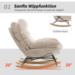 Rocking Chair, Upholstered with Steel Legs and Wooden Runners, Cream White