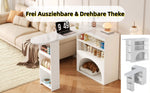 Extendable Table, Rotating High with Pet Area, White Marble Effect