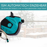DURHAND Wall-Mounted Hose Reel, 15m Multi-Spray 180° Swivel, Plastic Green Black