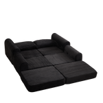 2-in-1 Sofa Bed with Two Pillows and Removable Footstool, Corduroy