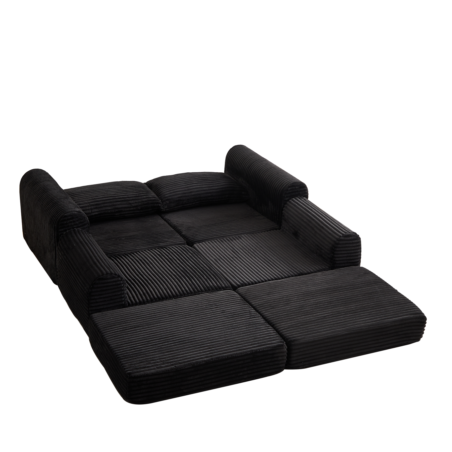 2-in-1 Sofa Bed with Two Pillows and Removable Footstool, Corduroy