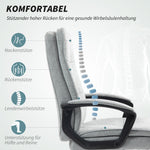 Office Chair Ergonomic Desk Chair with Armrests, Height-Adjustable Swivel with Rocking Function, Padded, Grey