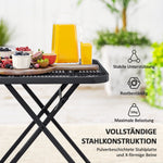 Folding Garden Table 70 x 70 cm, Weatherproof Steel, Black