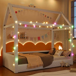 Upholstered Daybed 90x200cm with LED Light Strips - Beige