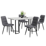 Dining Set 5-Piece 140x80cm Modern Kitchen 4 Chairs Black Legs - White MDF Dark Grey Linen