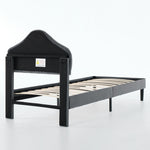Twin Size Upholstered Platform Bed Frame, 90x200cm, Gray Velvet