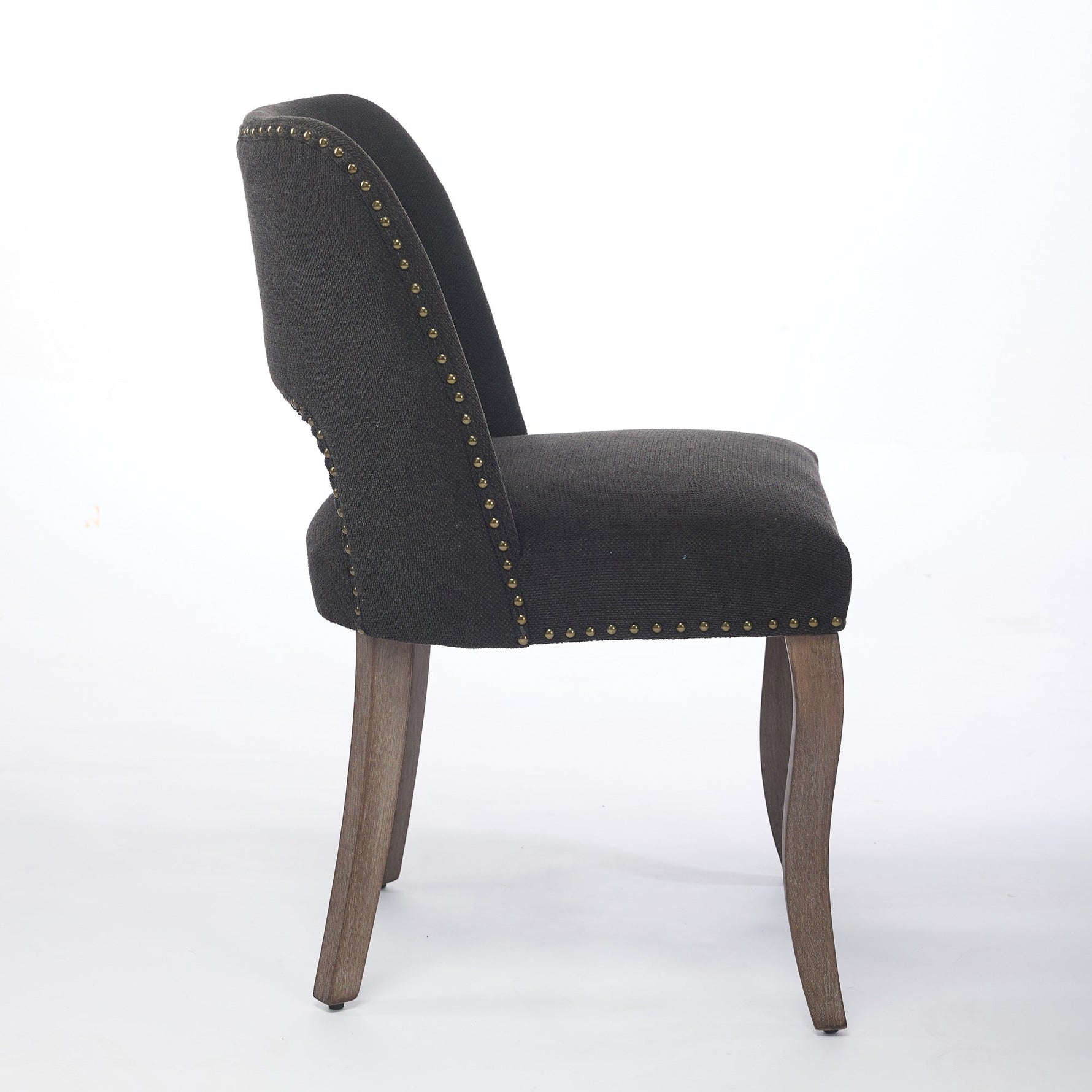 Wooden Dining Chairs Set of 2, Modern Fabric Upholstered Farmhouse Dinner Chair, Black