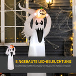 Halloween Inflatable Ghost, 1.8m with LEDs, White + Orange Polyester
