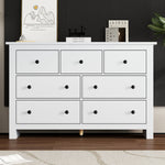 Dining Cabinet, Modern Minimalist 7-Drawer Buffet, White