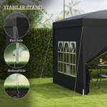 Gazebo 3x3m, Water-Repellent Pop-Up Folding, Black