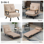 Sofa Bed/Recliner Guest Bed Adjustable Backrest, Velvet Beige