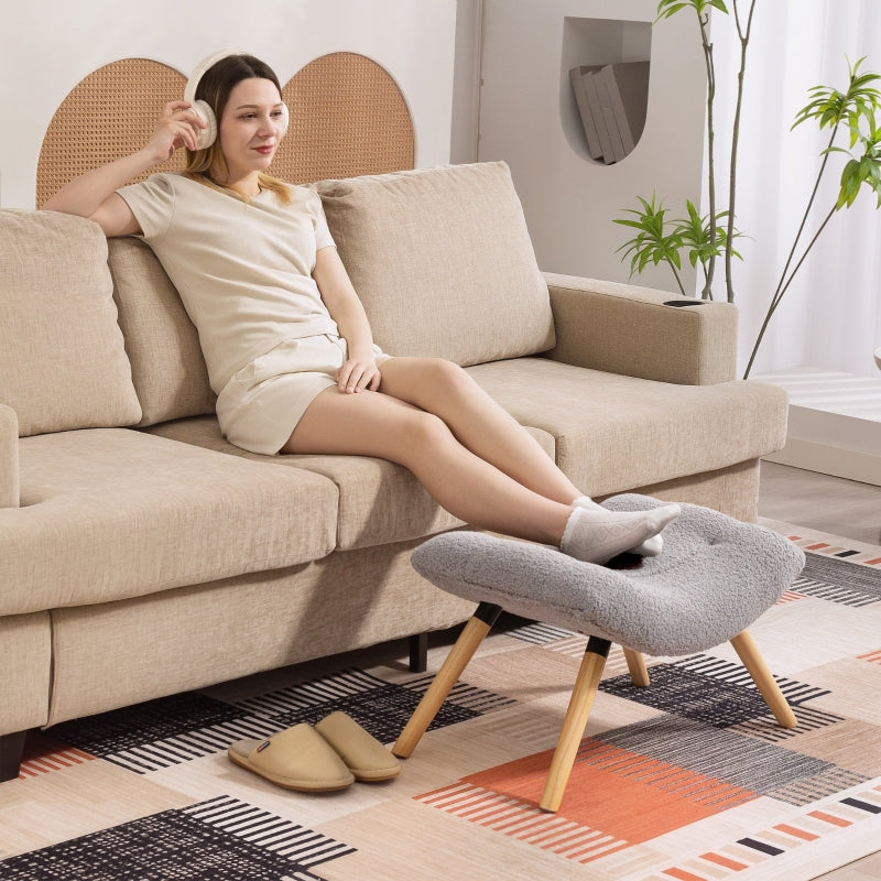 Footstool, Upholstered Stool, 120 kg Load Capacity, Light Grey