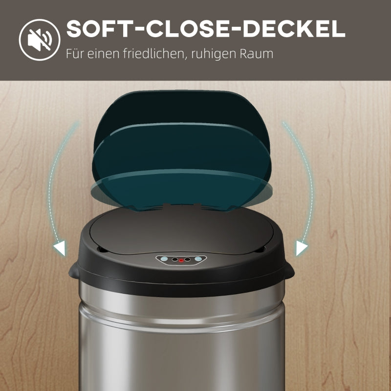 Sensor Waste Bin 30L, Soft-Close, Touchless, Stainless Steel