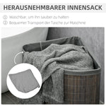 Laundry Basket 55L with Lid and Removable Bag, Grey Bamboo