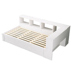 Sofa Bed 90x200 cm with Hydraulic Storage & LED - White