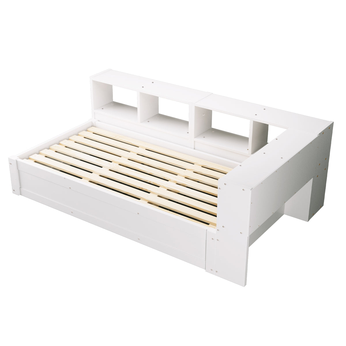 Sofa Bed 90x200 cm with Hydraulic Storage & LED - White