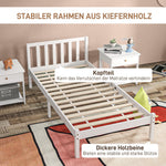 Wooden Bed Frame 208x96cm Slatted Base Headboard, White