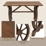 Garden Table, Wheeled Design Weather-Resistant 113 x 60 x 65 cm, Solid Wood Natural Finish