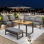 Garden Lounge Set for 6-7 People, Weatherproof Seating Group, Galvanized Iron Frame