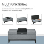 Bench, Storage Upholstered Stool, Removable Tray, Beige Polyester Foam