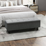 Storage Bench Upholstered with Wooden Legs 138x40x45cm, Dark Grey Linen