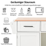 Dining Cart Sideboard 139cm Folding Worktop Storage on Wheels - White/Wood