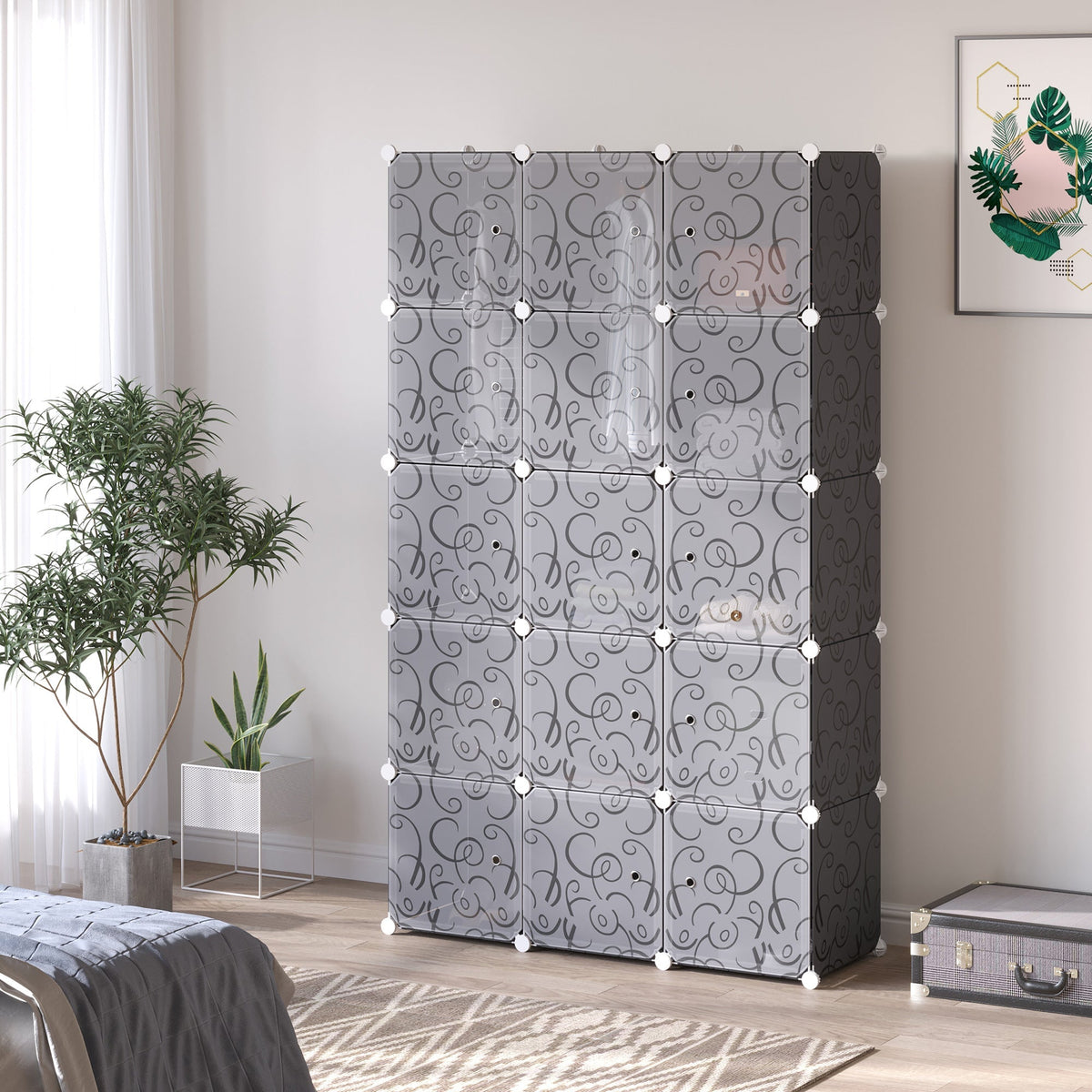 DIY Wardrobe Shelving System, 2 Large & 9 Small Cubes, Black