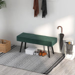 Upholstered Bench X-Pattern Seat, Bed, Hallway, Velvet Look, Green