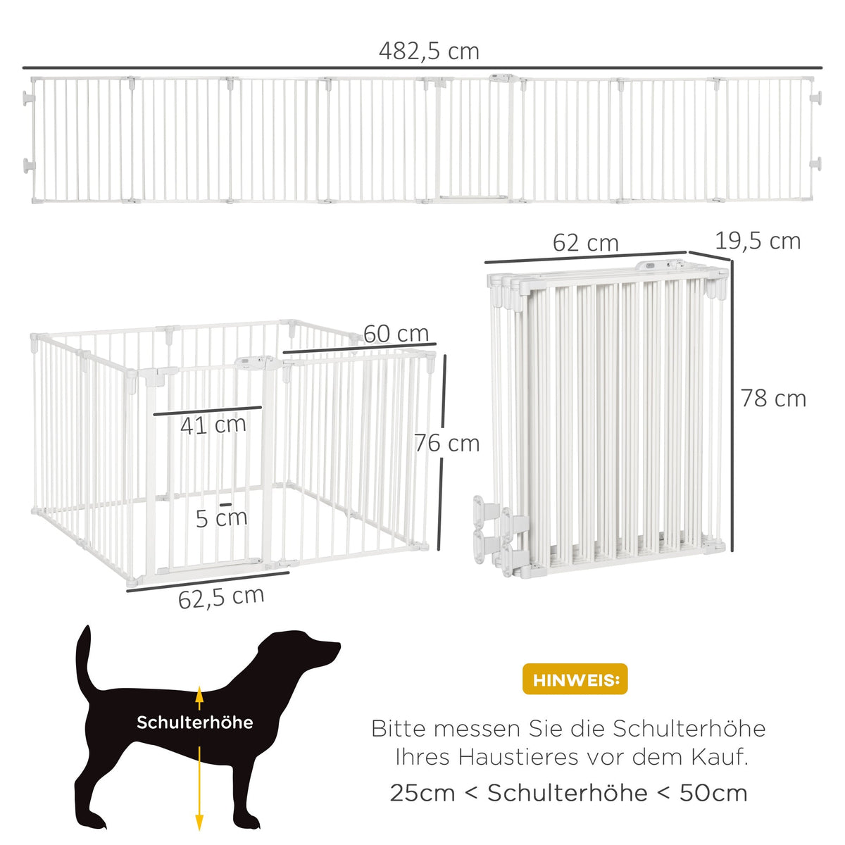 Puppy Playpen, Flexible Foldable 8 Panels, White