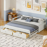Pull-out Sofa Bed, 90/180x200 cm, Drawers & Slatted Frame, Pine Wood, White