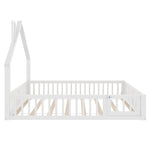 Children's Upholstered Bed 140x190cm Chimney Shape, White Pine Wood