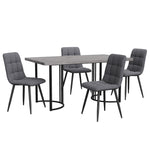 5-Piece Dining Set Modern 140x80cm Table & 4 Chairs Grey MDF Dark Grey Linen