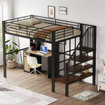 Loft Bed 140x200 Sturdy Storage Stairs, Metal