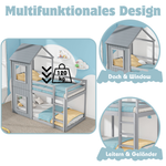 Bunk Bed 90x200cm House Bed with Ladder and Canopy Solid Wood Grey