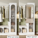 Entrance Combination, 6-in-1 Wardrobe Set, Dressing Table, Shoe Bench, Shoe Cabinet, Display Case with Color-Changing LED Light