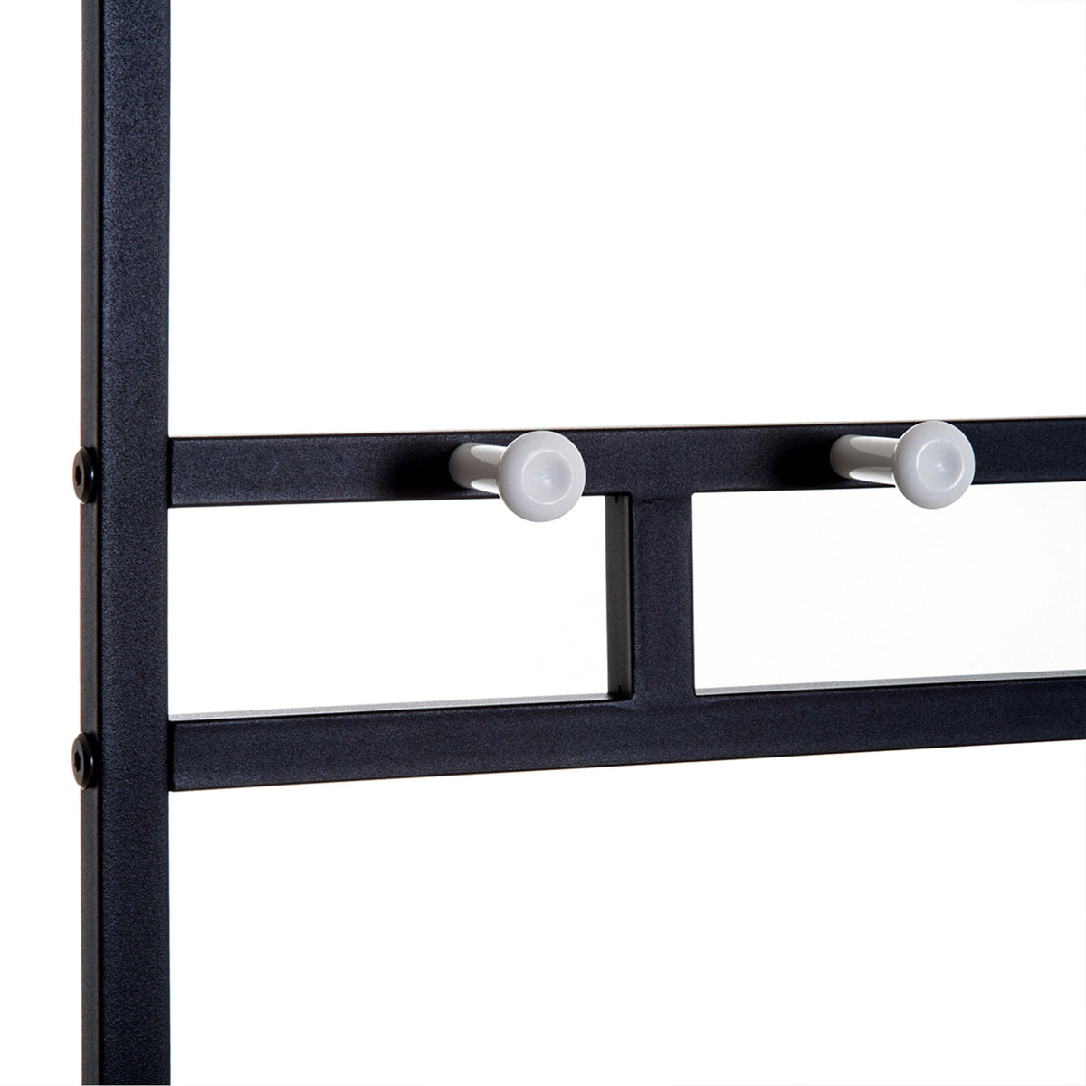 Coat rack with bench and shoe rack, 2 shoe shelves, metal
