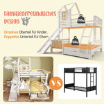 Bunk Bed, 90x200 & 140x200cm, House Loft with Drawer & Slide, Log Cabin Design