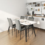 Dining Chairs Set of 4 with Backrest, Metal Legs, Dark Grey Velvet