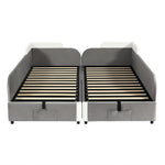 Upholstered Bed, Combined Children's Hydraulic with Storage, Grey Velvet & Plywood