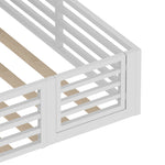 Fence Daybed Platform Bed 140x200cm with Storage, White Metal